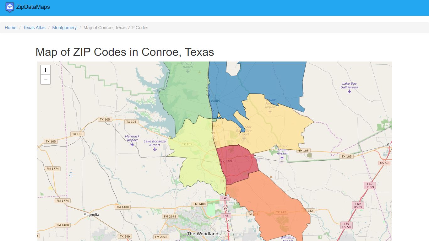 Map of All ZIP Codes in Conroe, Texas - Updated August 2022