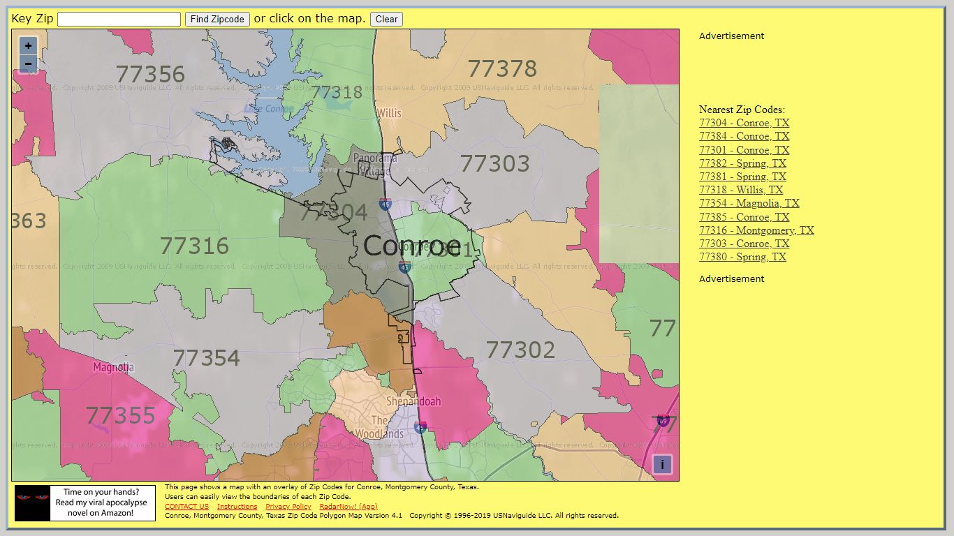 Conroe, Texas Zip Code Boundary Map (TX) - zipmap.net